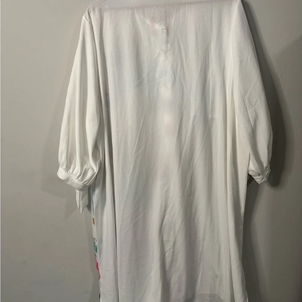 Shein - White Floral Tunic Shirt - Picture 8 of 8